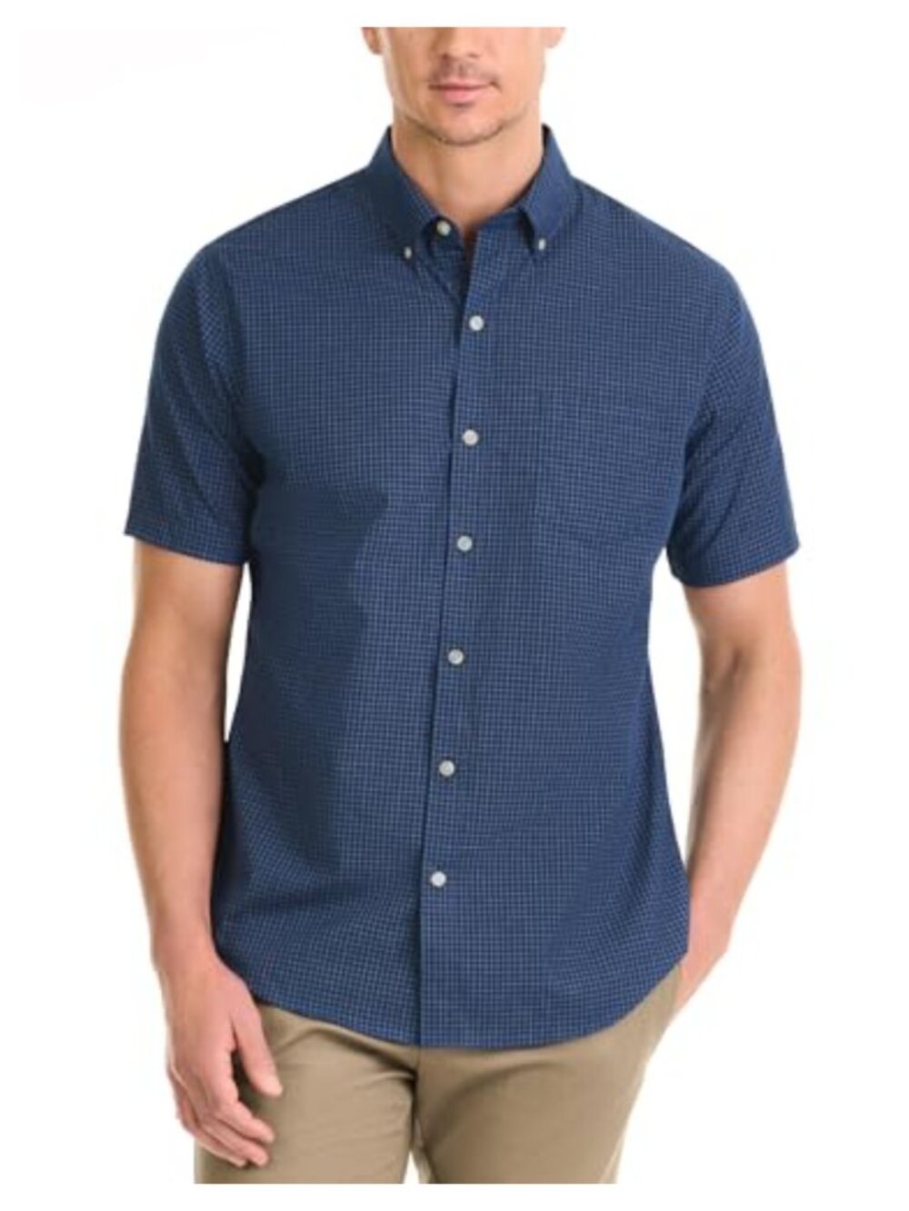 Men's Wrinkle Free Short Sleeve Button Down Check Shirt